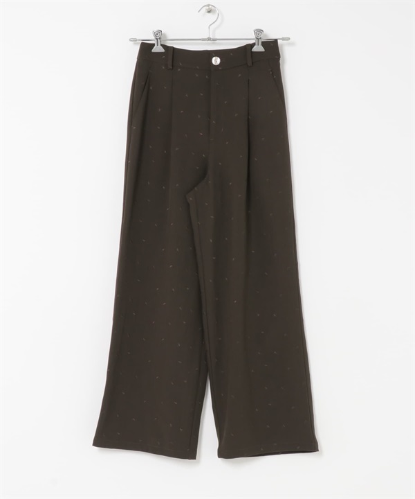 F by ROSSO 愛心刺繡打褶寬褲(棕色-38-BROWN)