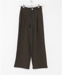 F by ROSSO 愛心刺繡打褶寬褲(棕色-38-BROWN)