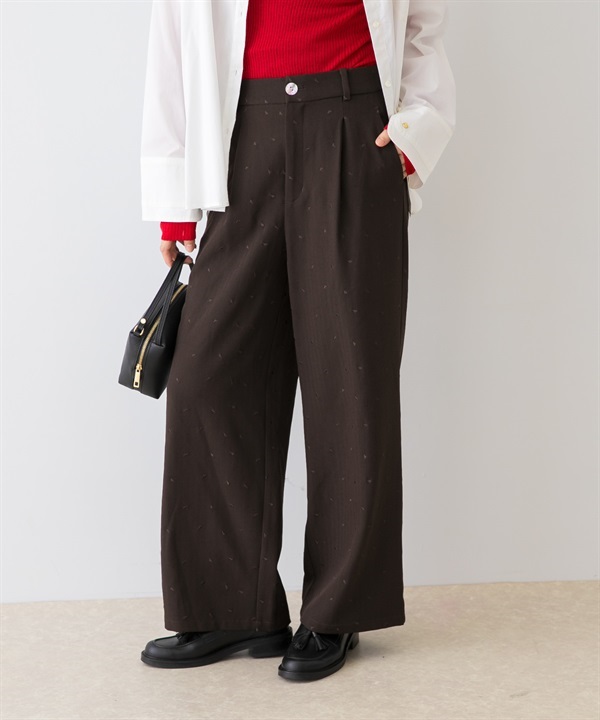 F by ROSSO 愛心刺繡打褶寬褲