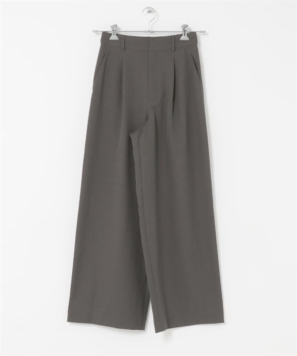 F by ROSSO / UR TECH SMOOTHLUXE 打褶寬褲(炭灰色-38-CHARCOAL GRAY)