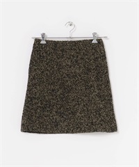 日本製毛圈紗粗花呢迷你裙(駝色x黑色-38-其他膚色)