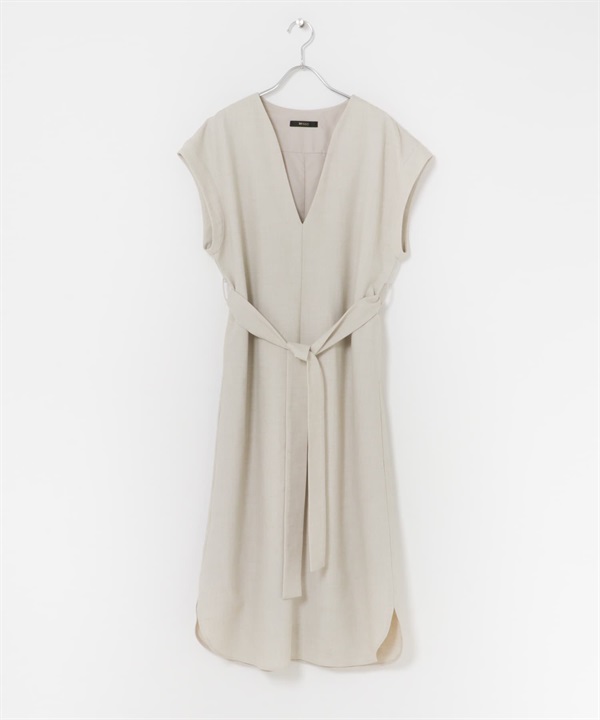 腰帶設計背心裙(米色-FREE-OFF WHITE)