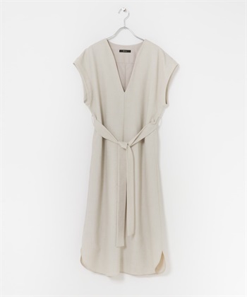 腰帶設計背心裙(米色-FREE-OFF WHITE)