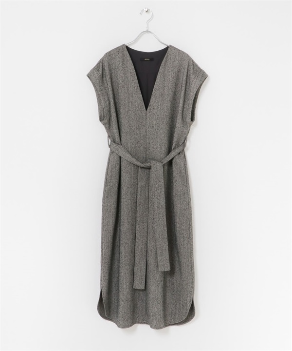 腰帶設計背心裙(灰色-FREE-GRAY)