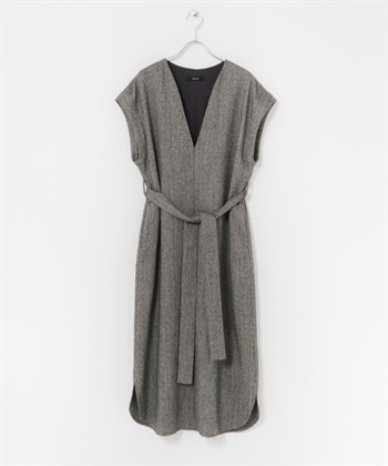 腰帶設計背心裙(灰色-FREE-GRAY)