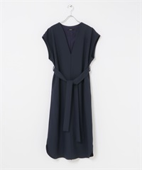 腰帶設計背心裙(藏青色-FREE-NAVY)