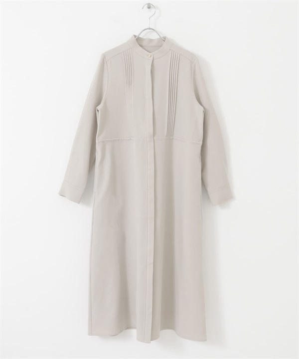 細褶直筒洋裝(灰膚色-FREE-其他灰色)