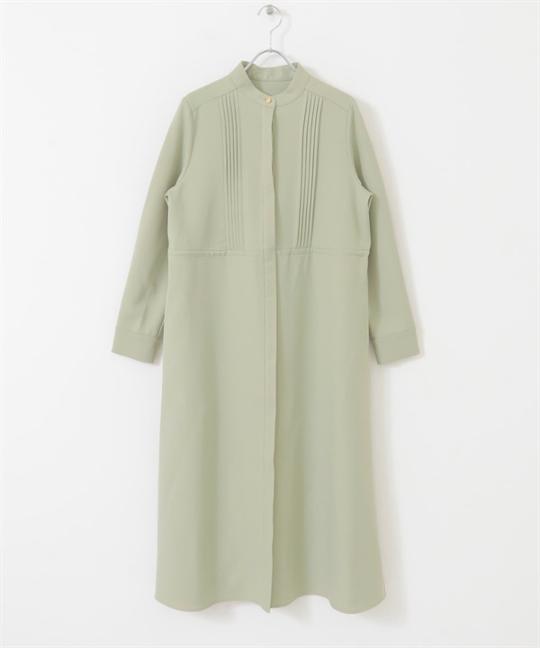 細褶直筒洋裝(薄荷綠-FREE-MINT)
