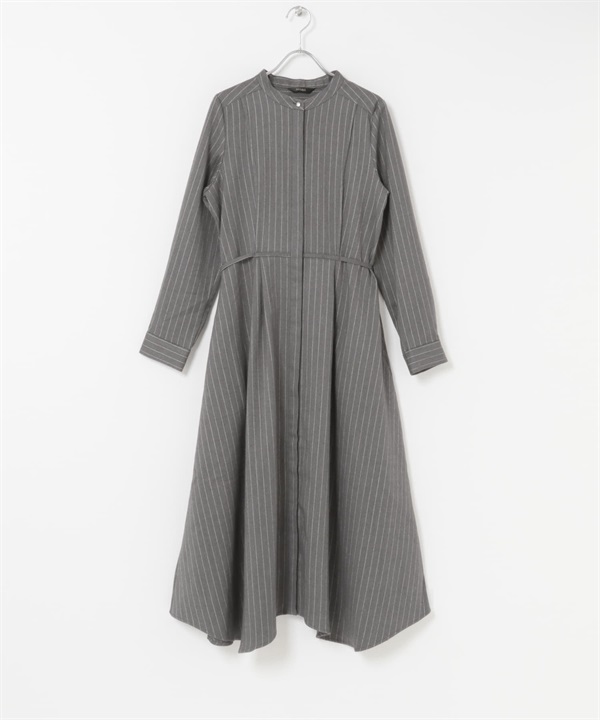 下襬不規則設計洋裝(灰色/條紋-FREE-GRAY)