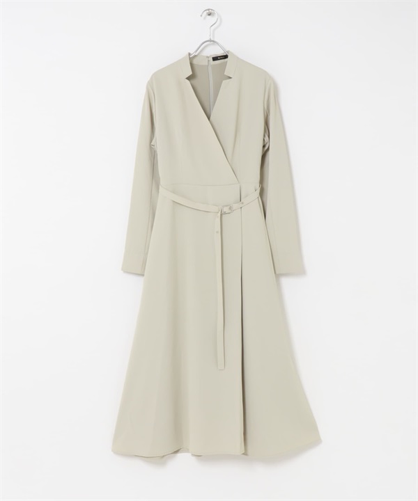 腰帶設計圍裹式洋裝(淺膚色-FREE-L.BEIGE)