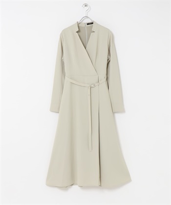 腰帶設計圍裹式洋裝(淺膚色-FREE-L.BEIGE)