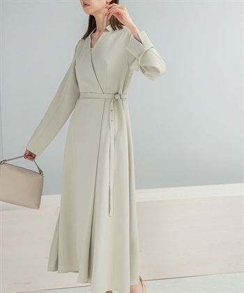 腰帶設計圍裹式洋裝