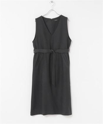 UR TECH 附腰帶背心洋裝(黑色-38-BLACK)