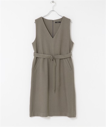 UR TECH 附腰帶背心洋裝(摩卡色-38-MOCHA)