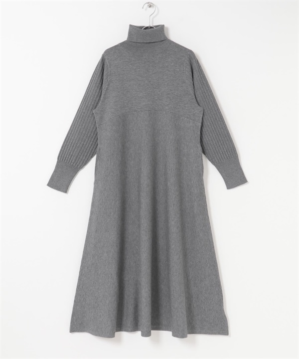 高領設計袖洋裝(灰色-FREE-GRAY)