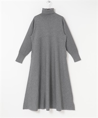 高領設計袖洋裝(灰色-FREE-GRAY)