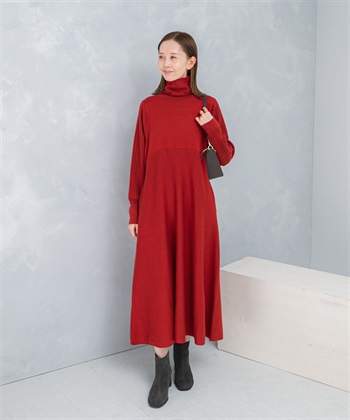 高領設計袖洋裝