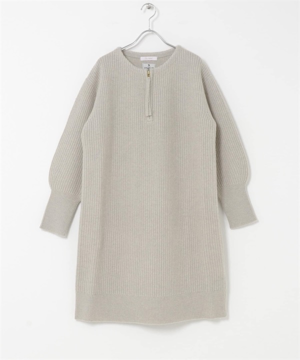 F by ROSSO 漢密爾頓羊毛半拉鍊迷你洋裝(灰膚色-FREE-其他膚色)