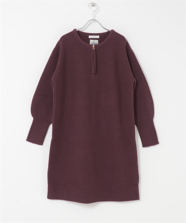 F by ROSSO 漢密爾頓羊毛半拉鍊迷你洋裝(櫻桃紅-FREE-其他紅色)