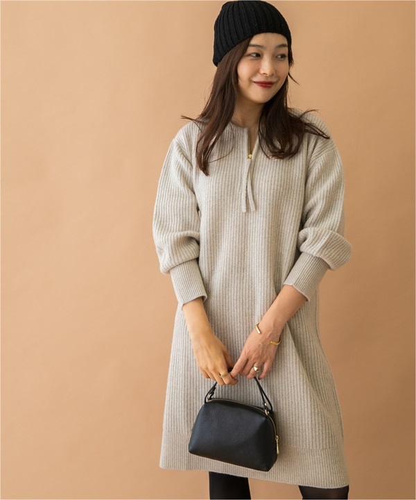 F by ROSSO 漢密爾頓羊毛半拉鍊迷你洋裝