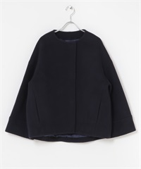 義大利毛料無領短版大衣(深藏青-38-NAVY)