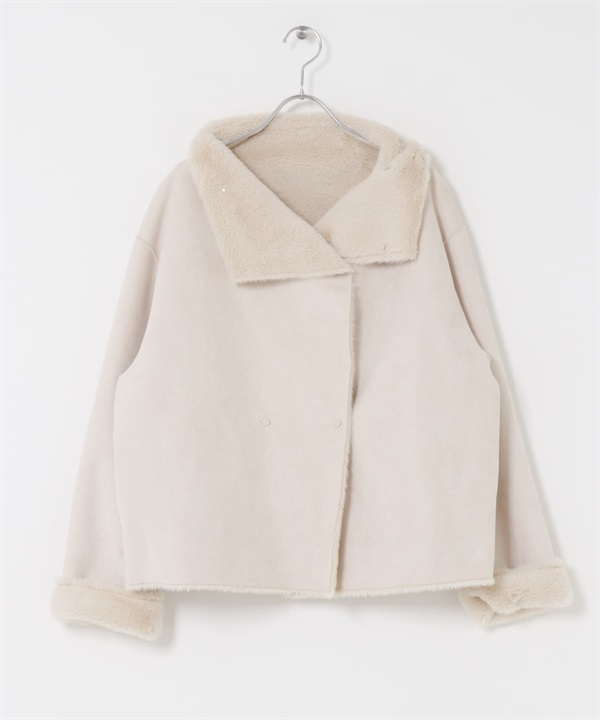 雙面穿絨毛夾克(象牙白-FREE-IVORY)