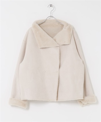 雙面穿絨毛夾克(象牙白-FREE-IVORY)