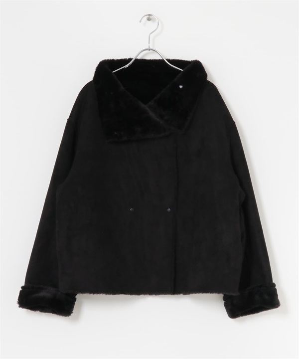 雙面穿絨毛夾克(黑色-FREE-BLACK)