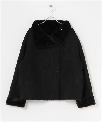 雙面穿絨毛夾克(黑色-FREE-BLACK)