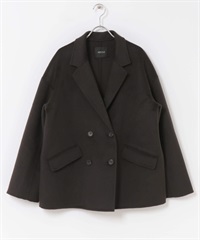 喀什米爾雙面呢短版大衣(炭灰色-FREE-CHARCOAL GRAY)