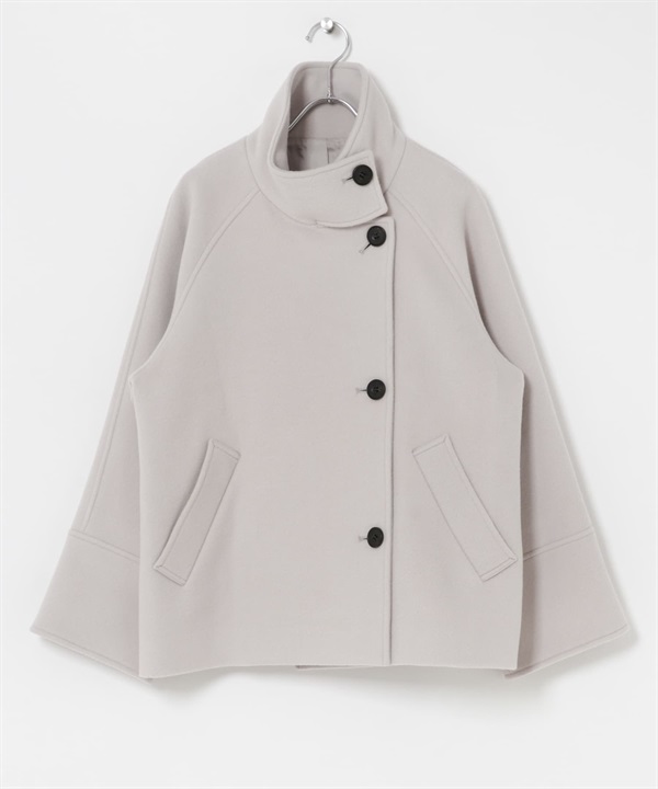 Super140起毛加工2WAY立領海軍大衣(灰膚色-FREE-其他白色)