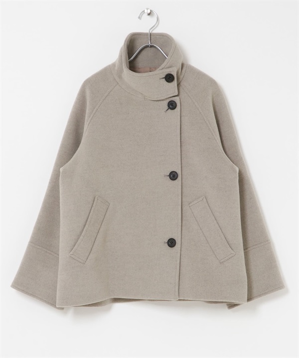 Super140起毛加工2WAY立領海軍大衣(摩卡色-FREE-MOCHA)