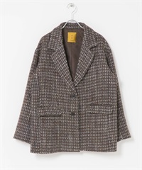 F by ROSSO / UR TECH 粗花呢西裝式大衣(棕色-FREE-BROWN)