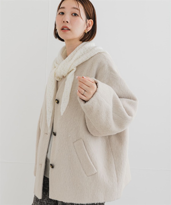 F by ROSSO / UR TECH 絨毛無領大衣