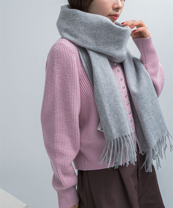 混喀什米爾素色圍巾