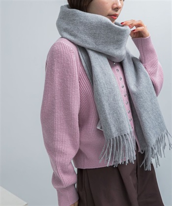 混喀什米爾素色圍巾