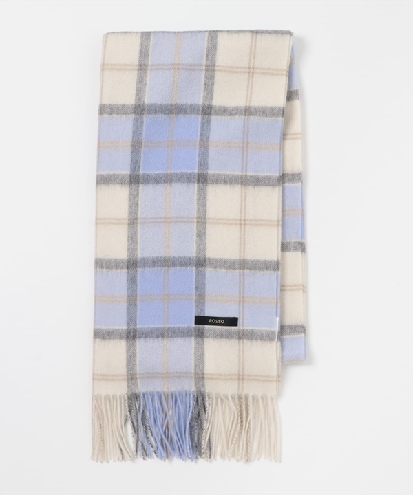 混喀什米爾格紋圍巾(米白色-FREE-OFF WHITE)