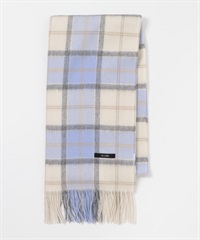 混喀什米爾格紋圍巾(米白色-FREE-OFF WHITE)