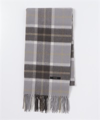 混喀什米爾格紋圍巾(灰色-FREE-GRAY)