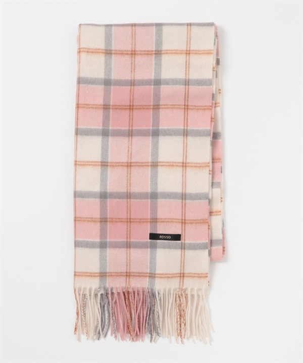 混喀什米爾格紋圍巾(粉紅色-FREE-PINK)