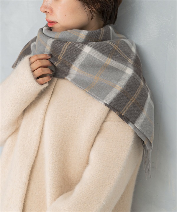 混喀什米爾格紋圍巾