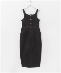 【別注】Lee × ROSSO 氣球剪裁牛仔洋裝(黑色-S-BLACK)