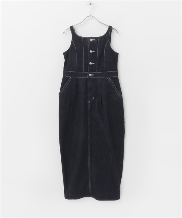 【別注】Lee × ROSSO 氣球剪裁牛仔洋裝(靛青色-S-INDIGO BLUE)