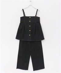 【別注】Lee × ROSSO 細肩帶長褲牛仔套裝(黑色-S-BLACK)