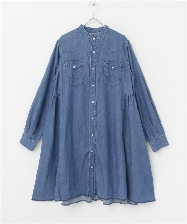 【別注】Wrangler × ROSSO 迷你牛仔洋裝(藍色仿舊-FREE-LIGHT INDIGO BLUE)