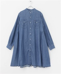 【別注】Wrangler × ROSSO 迷你牛仔洋裝(藍色仿舊-FREE-LIGHT INDIGO BLUE)