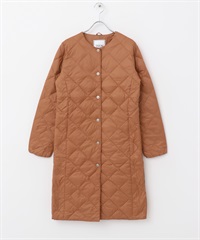 TAION 可收納圓領長版羽絨外套(磚紅色-M-LIGHT BROWN)