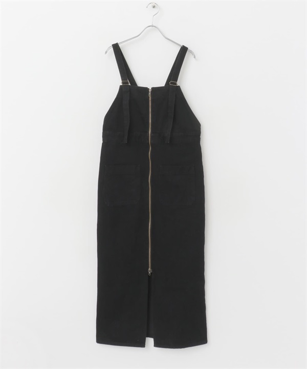 【別注】Lee×ROSSO 直筒吊帶牛仔裙(黑色-S-其他黑色)