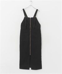 【別注】Lee×ROSSO 直筒吊帶牛仔裙(黑色-S-其他黑色)