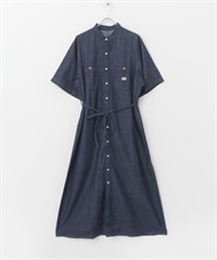 【別注】Lee × ROSSO 短袖工裝牛仔洋裝(牛仔原色-FREE-INDIGO BLUE)